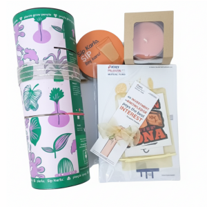 A gourmet food and snacks hamper.